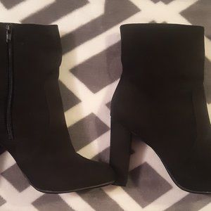 Faux Suede Chunky Heel Booties